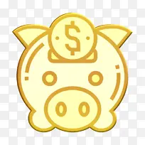 小猪银行图标 会计图标 硬币图标