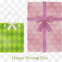 节礼日快乐节礼日水彩画颜料湿墨粉色绿色紫色袋子洋红长方形