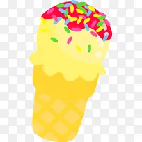 黄色 冰淇淋蛋卷 冷冻甜点