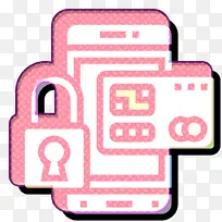 数字银行图标 安全支付图标 粉色
