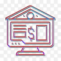 银行网上图标 网上银行图标 数字银行图标