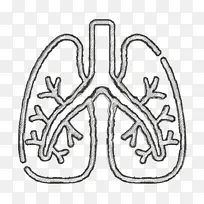 肺部图标 医学图标 线条艺术