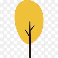 秋树 抽象卡通树 黄色