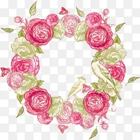 花圈框 粉色 玫瑰
