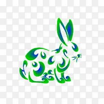 兔子 兔子和野兔 绿色
