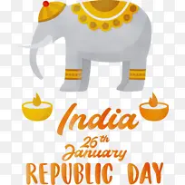 印度共和日 印度大象 印度共和日快乐