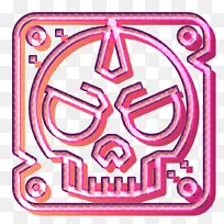 朋克摇滚图标骷髅图标危险图标粉色线条贴纸品红色符号矩形