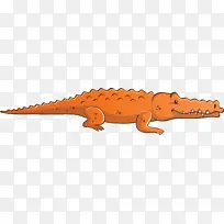 水彩画鳄鱼 动物形象 橙色