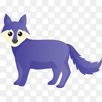 水彩狐狸 卡通 紫色