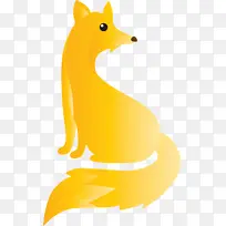 水彩狐狸 黄色 动物形象