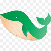 水彩画鲸鱼 绿色