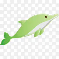 水彩海豚 绿色 动物形象