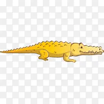 水彩画鳄鱼 黄色 动物形象