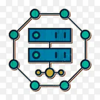 服务器图标 网络图标 绿松石色