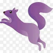 水彩松鼠 紫色 松鼠