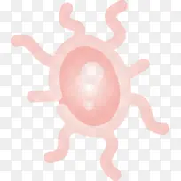 细菌细菌病毒粉色卡通贴纸
