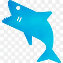 鲨鱼宝宝 鲨鱼 水彩