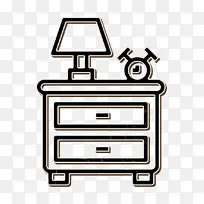 家居设备图标 床头柜图标 家具和家居图标