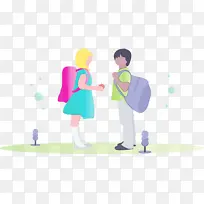 回到学校 学生 男孩