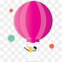 热气球 漂浮 粉红色