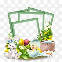 草 复活节兔子 篮子