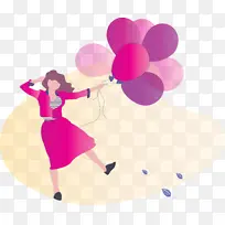 女孩气球派对快乐粉色洋红派对用品