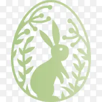 复活节快乐 绿色 兔子
