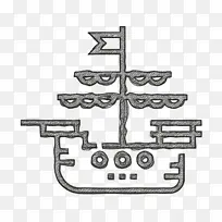 帆船图标 海盗图标 船舶图标