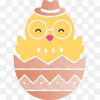 蛋壳小鸡复活节可爱小鸡粉色猫头鹰黄色棕色鸟