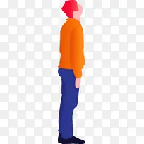 男人抬头看 橙色 衣服