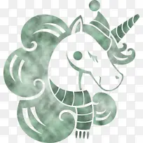 独角兽 圣诞独角兽 绿色