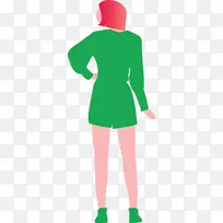 时尚女士 绿色 服装