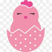蛋壳小鸡复活节可爱小鸡粉色圆点