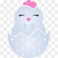 蛋壳小鸡复活节可爱小鸡水彩颜料湿墨水粉色圆点小胡子