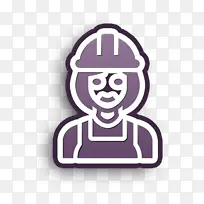 建筑商图标 职业女性图标 紫色