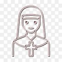 职业女性图标 修女图标 头部