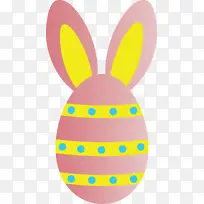 复活节彩蛋有兔子耳朵 黄色 复活节彩蛋