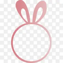 复活节兔框 粉色 椭圆形