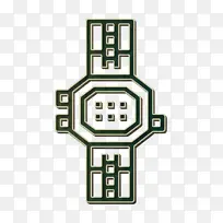 手表图标 时间和日期图标 蓝色和黑色抽象