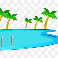 棕榈树 游泳池 卡通