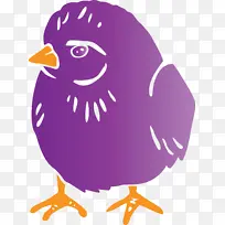 鸡肉 卡通 紫色
