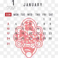 一月 一月日历 图表