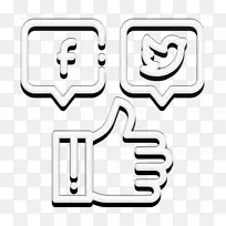 数字营销图标 社交媒体图标 线条