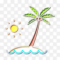 岛屿图标 夏季销售图标 叶