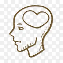 大脑图标 手绘爱情元素图标 人物图标