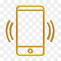 智能手机图标 黄色 线条