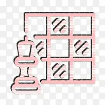 象棋图标 棋盘游戏线图标 棋盘图标