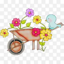 手推车 花卉设计 园艺工具