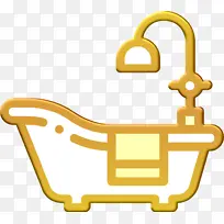 浴室图标 浴缸图标 黄色