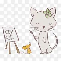 卡通猫 艺术 水彩